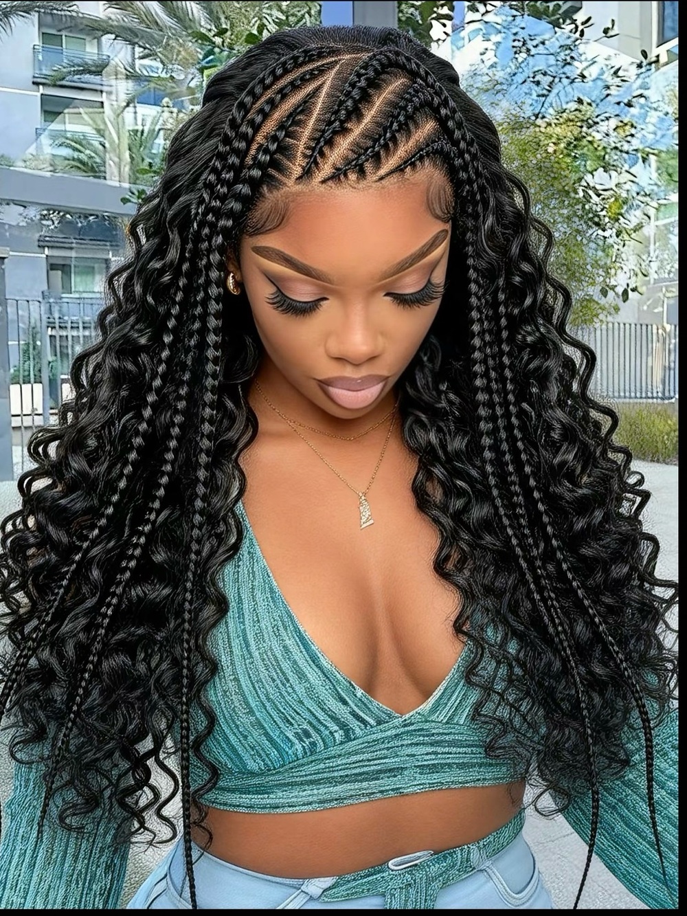 Braids wigs with curly hair